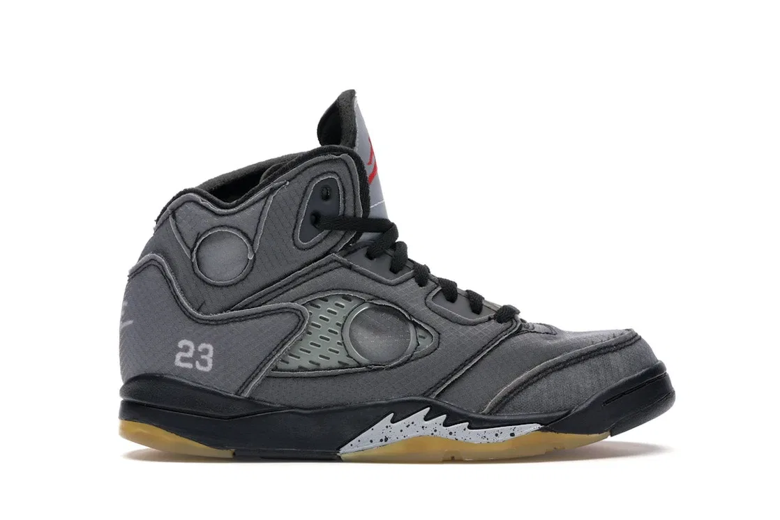 Детские кроссовки Lifestyle с принтом Jordan 5 Retro, Black/Muslin-Fire Red