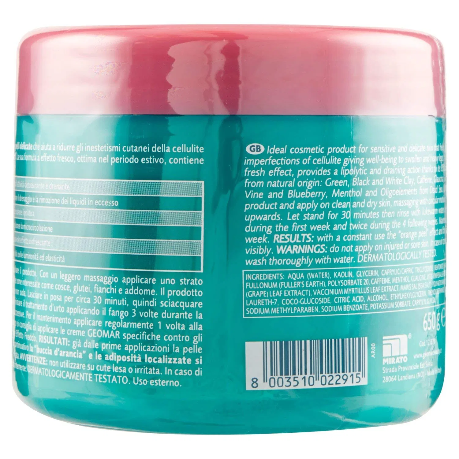 Грязь для тела White Clay Anti-Cellulite, Geomar, 500 мл, Orange — фото 3