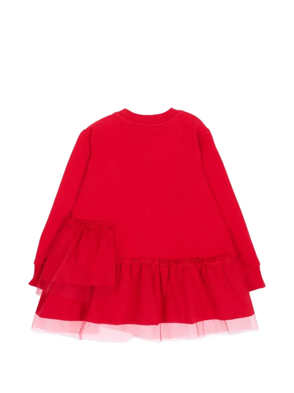Платье с кристаллами и оборками MSGM Kids, красный — фото 2