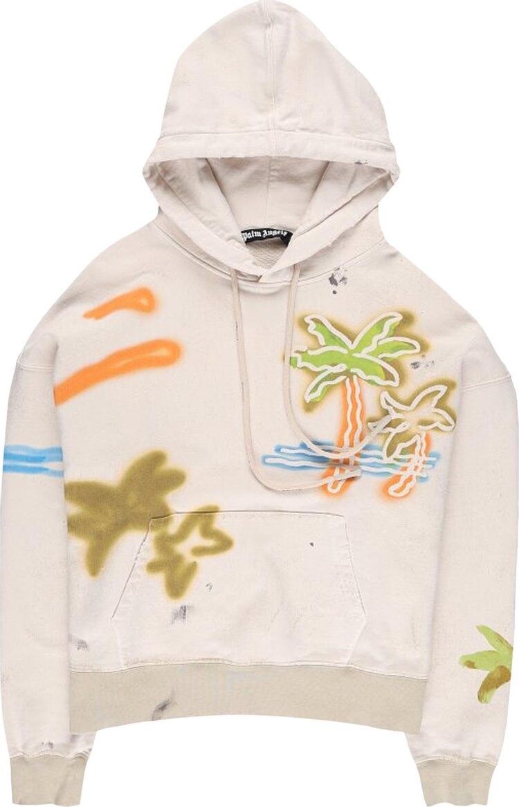 

Худи Palm Angels Palm Neon Hoodie 'Off White/Multicolor', кремовый, Бежевый, Худи Palm Angels Palm Neon Hoodie 'Off White/Multicolor', кремовый