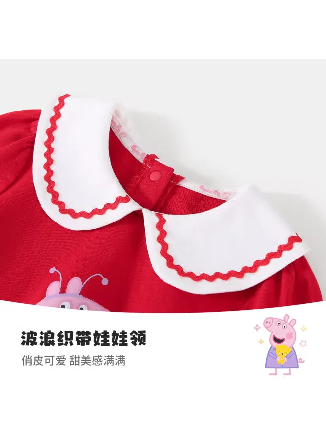 Платье с отложным воротником Peppa Pig, ярко-красный — фото 4