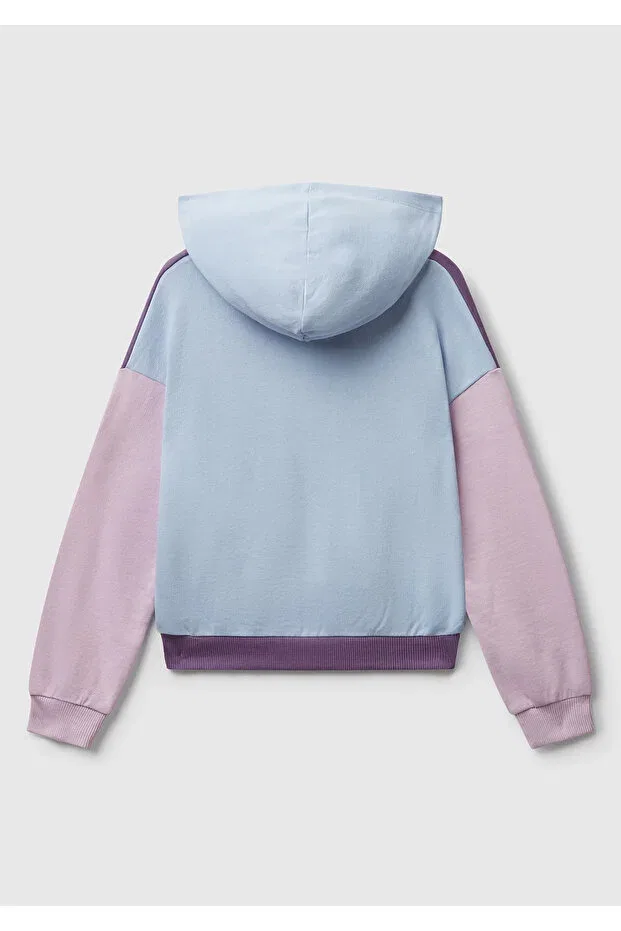 Детское худи для девочек с принтом United Colors Of Benetton, Purple-Blue — фото 2