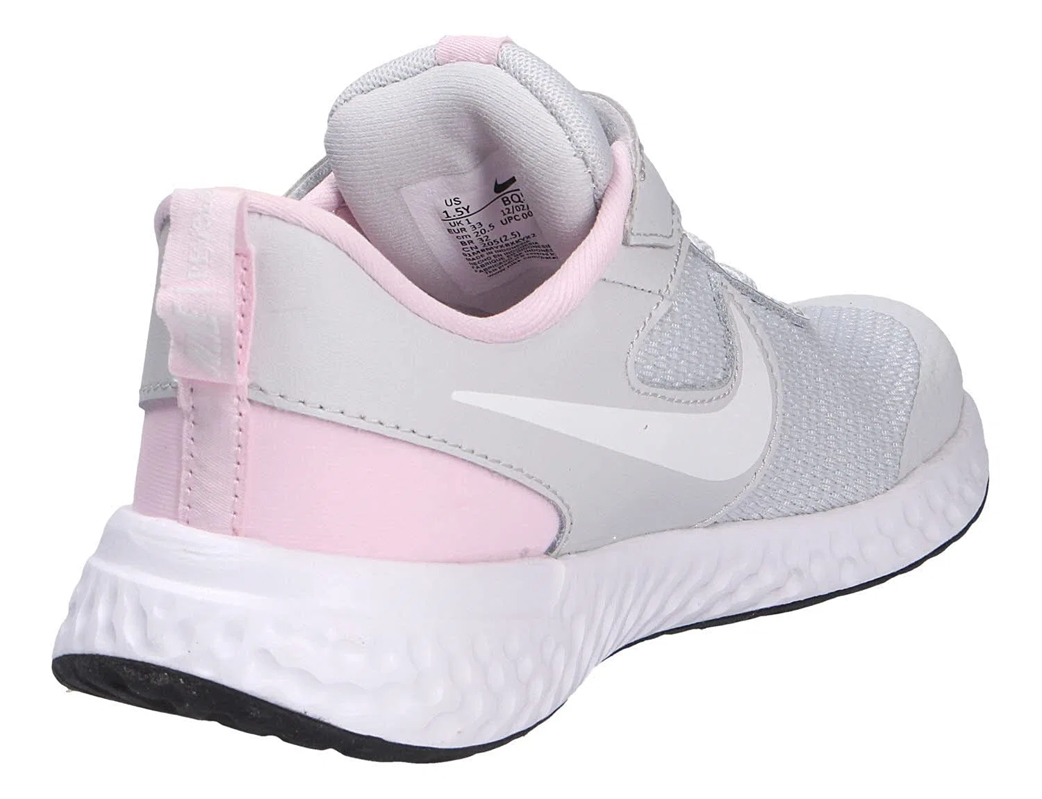 Детские кроссовки для мальчиков с липучкой Revolution 5 NIKE, Photon Dust White Pink Foam — фото 4