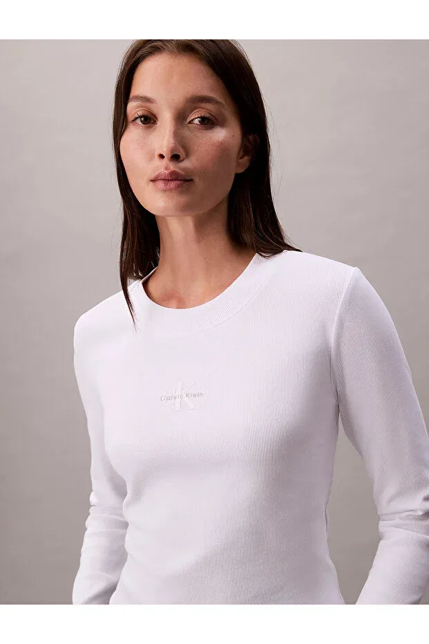 Женская футболка с длинным рукавом Calvin Klein, White — фото 3