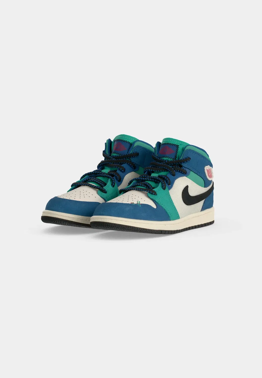 1. Унисекс кроссовки средней высоты - высокие кроссовки Jordan, Chalk/University Red/True Blue/Kinetic Green/Black — фото 3