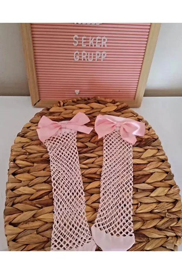Детские носки для девочек с бантиком Şeker Grup, Pink — фото 3