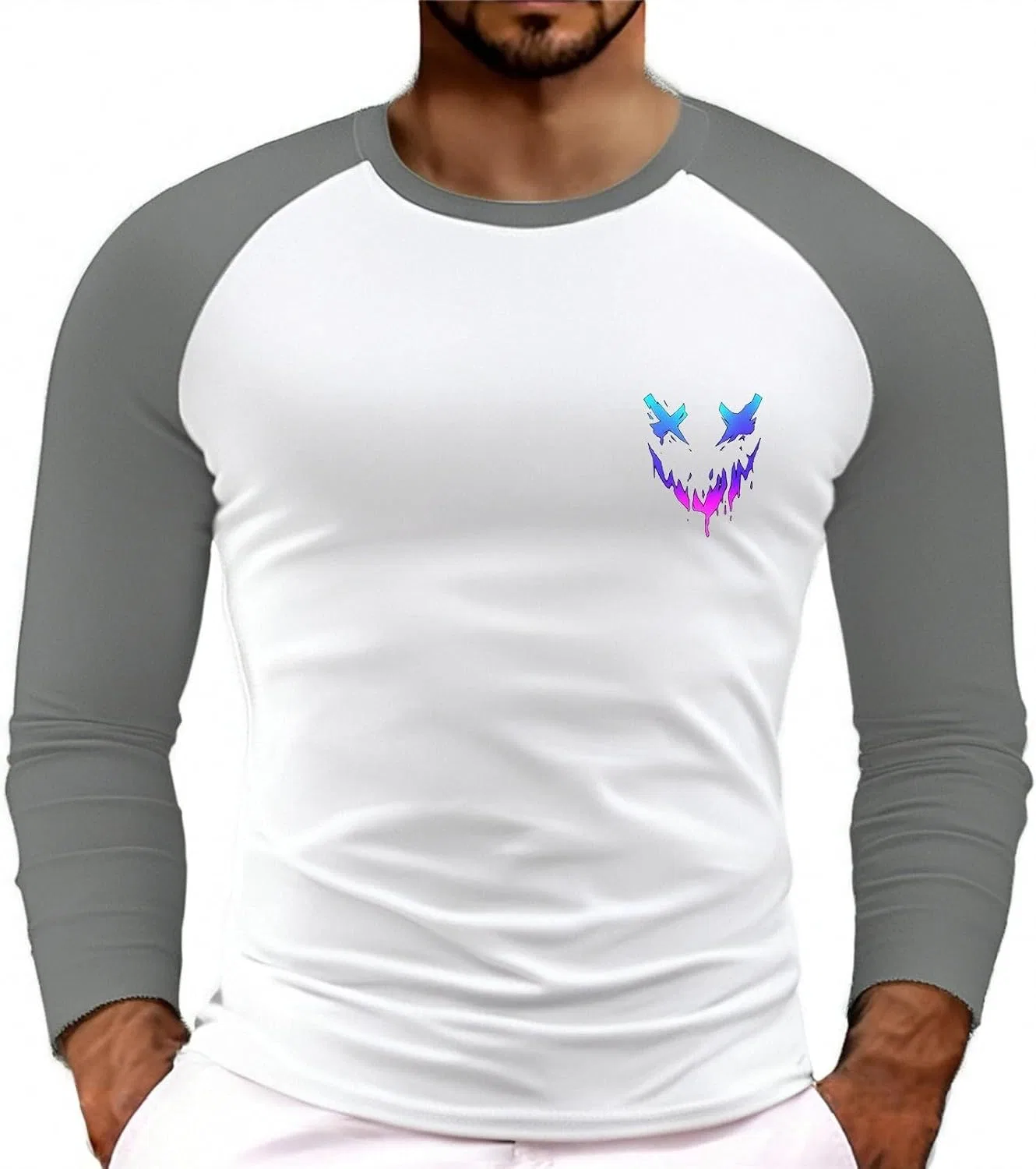 Мужская футболка с длинным рукавом 3/4 реглан, Light Gray