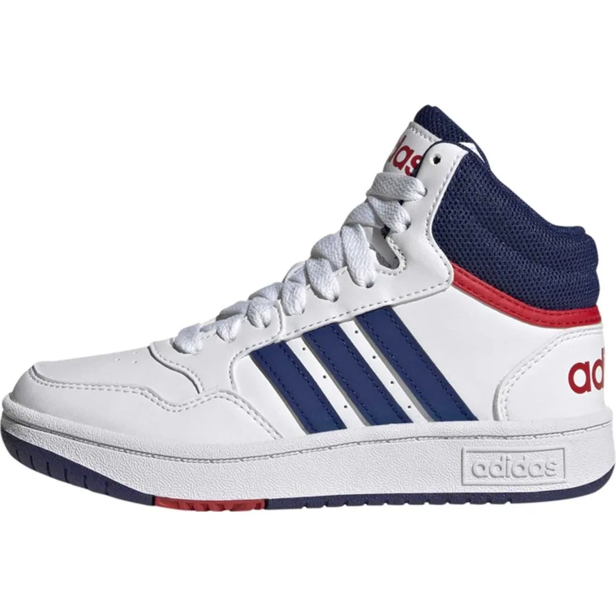 Детские кроссовки с дышащим верхом Hoops Mid adidas, Бело-синий — фото 3