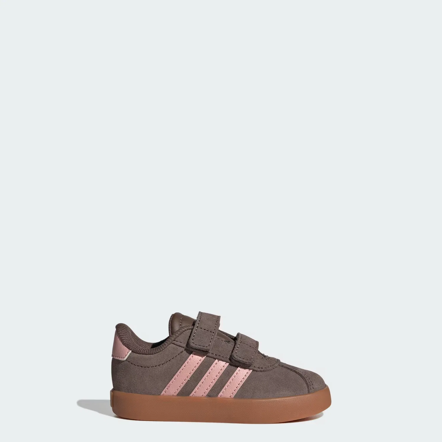 Детские кроссовки на липучках VL Court 3.0 Adidas Sportswear, Earth Strata/Semi Frozen Turbo/Amber Gum