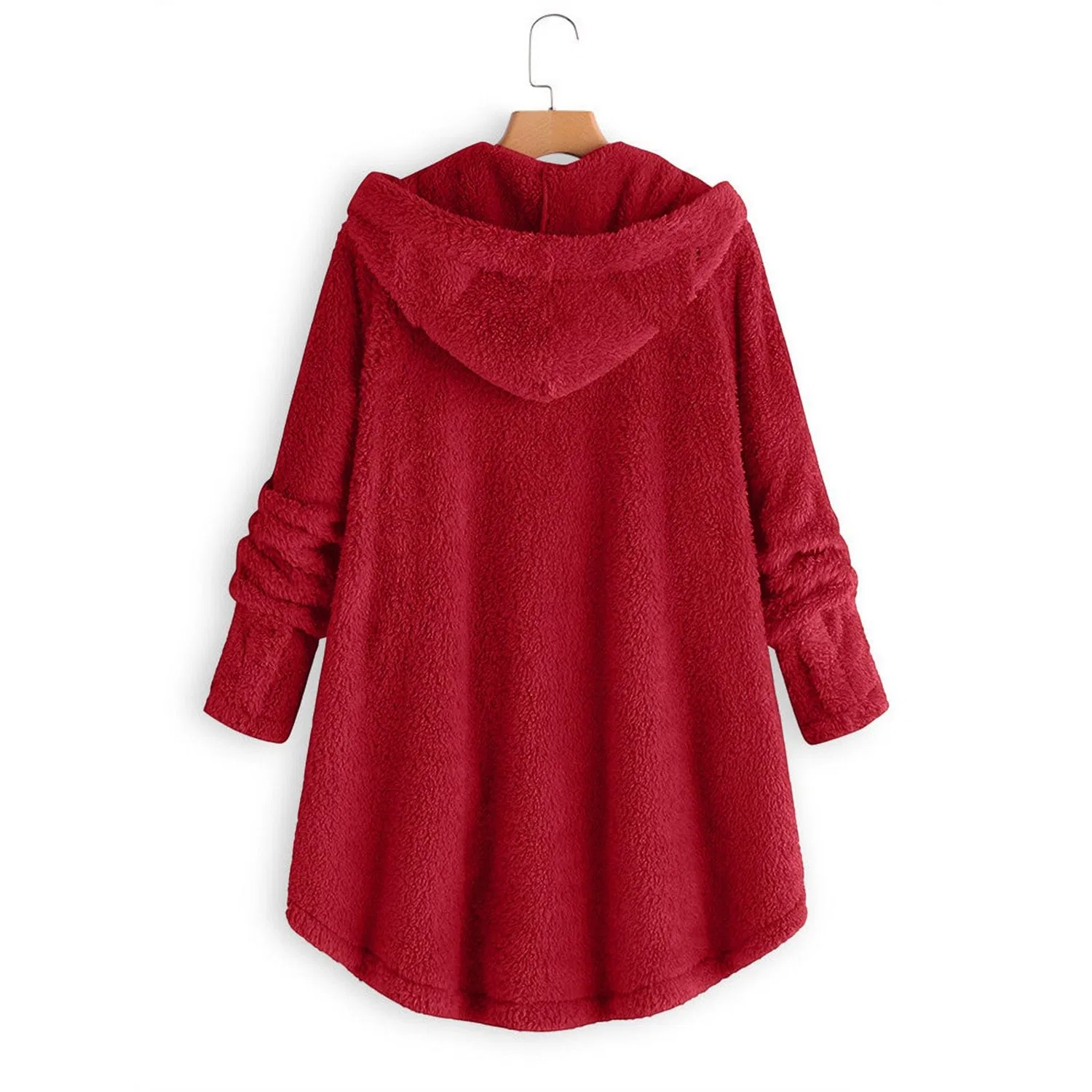 Женская зимняя куртка с капюшоном, длинная, на флисе, Women's Winter Jacket, Rosso — фото 4