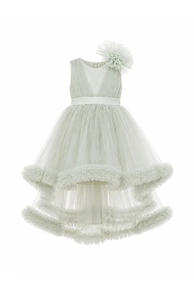Детское платье для девочек с принтом Grenli Puffy Skirt Babyhola, Green — фото 2