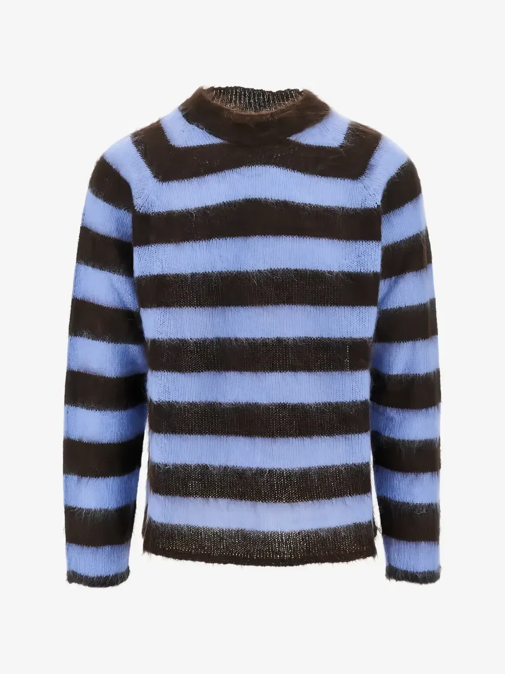 Полосатый свитер из мохеровой смеси EMPORIO ARMANI, синий