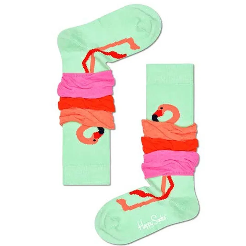 Носки Happy Socks Flamingo Knee High, зеленый
