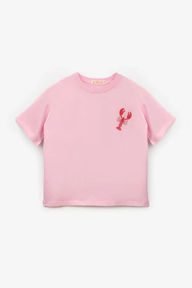 Детская футболка для девочек с принтом Lobster Le Mabelle, Pink — фото 2