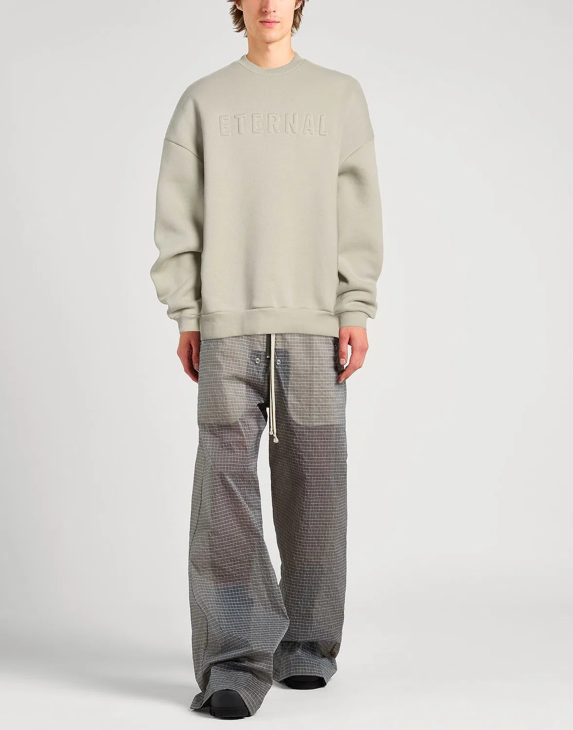 Мужской свитшот из флиса с длинным рукавом Fear Of God, светло-серый — фото 2