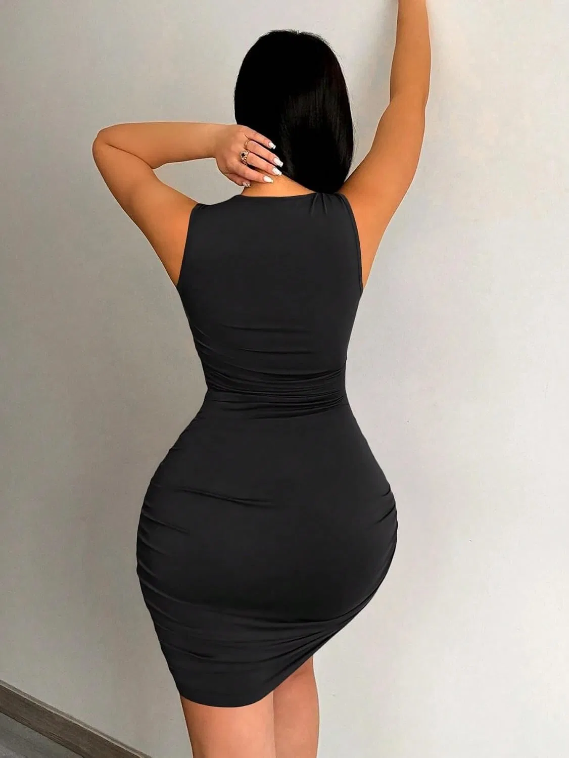 Женское облегающее платье с драпировкой Bodycon, Black — фото 3