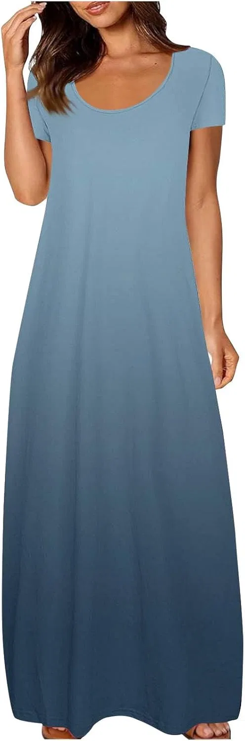 Женское летнее платье макси градиентное Sundress, Blue
