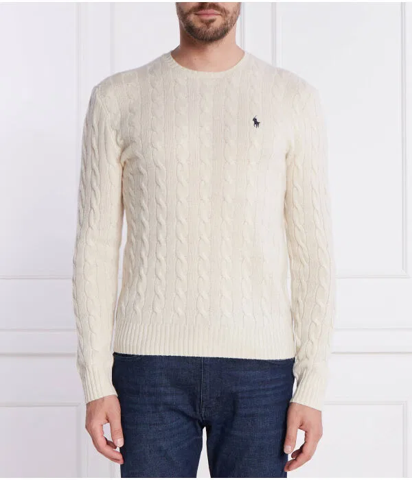 Мужской шерстяной джемпер Slim Fit Polo Ralph Lauren, Écru