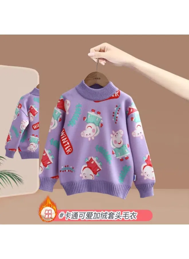 Комплект одежды вязаный для малышей и детей Peppa Pig, фиолетовый — фото 2