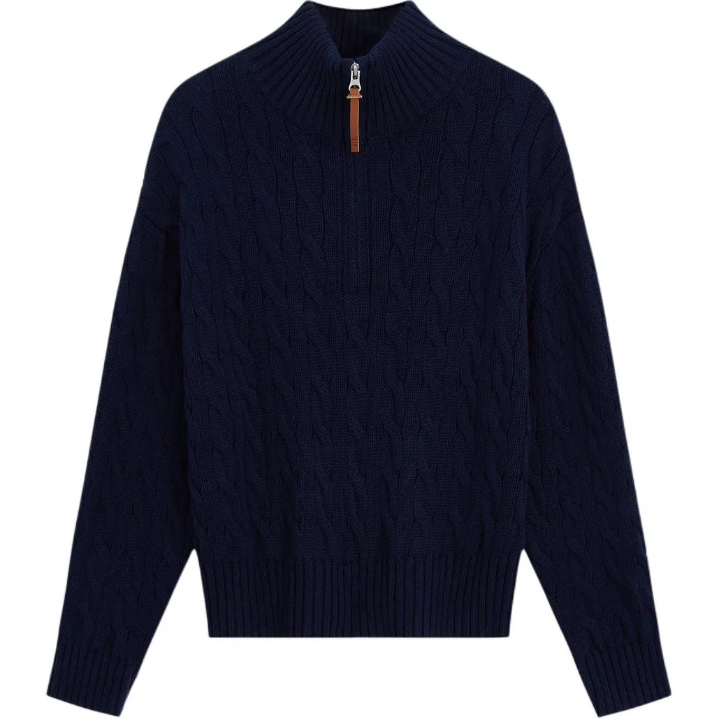 Женский кардиган с воротником-стойкой, вязаный, GAP, Marine Blue