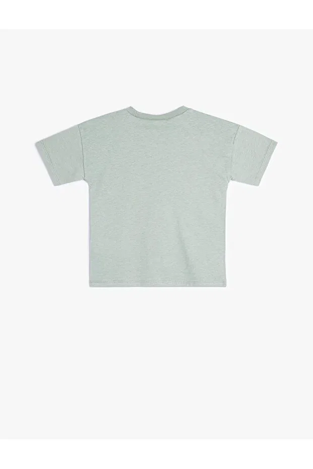 Детская футболка с принтом Slogan printed crew neck short sleeve cotton t-shirt Koton, Green — фото 2
