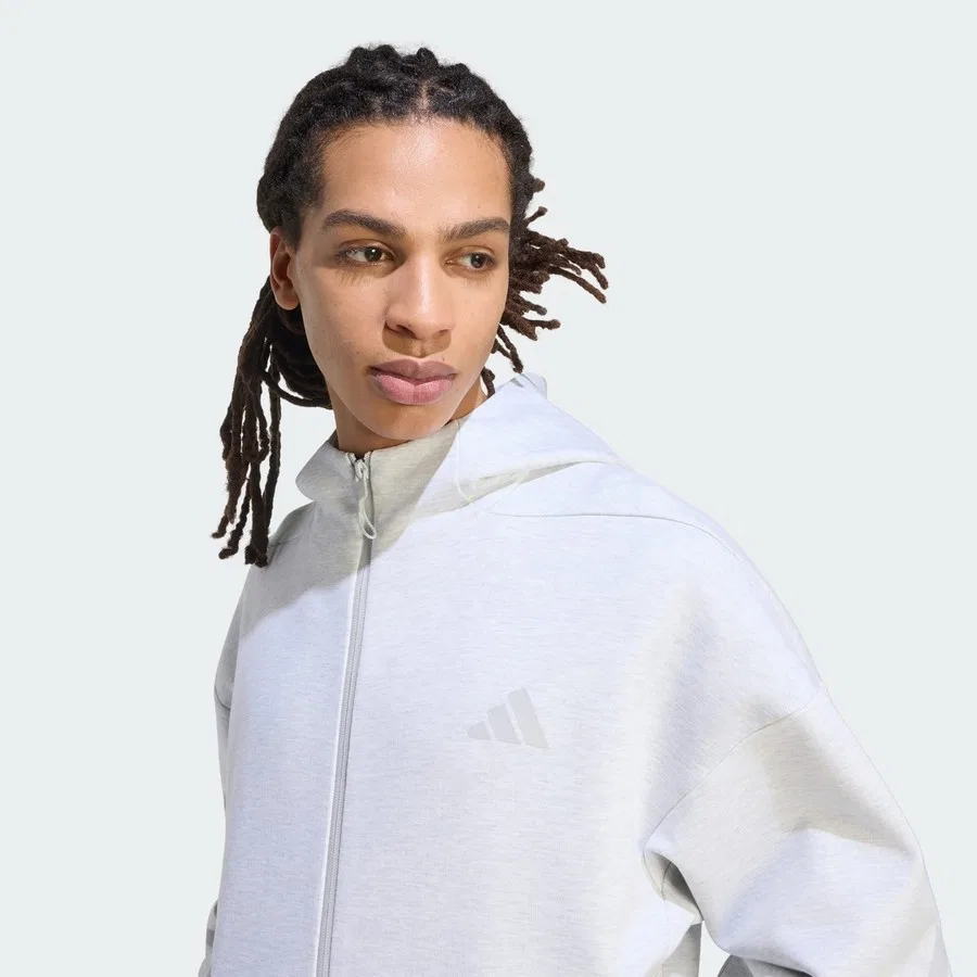 Спортивная кофта с капюшоном и молнией adidas Z.N.E. Full Zip Track Top, Светло-серый — фото 4