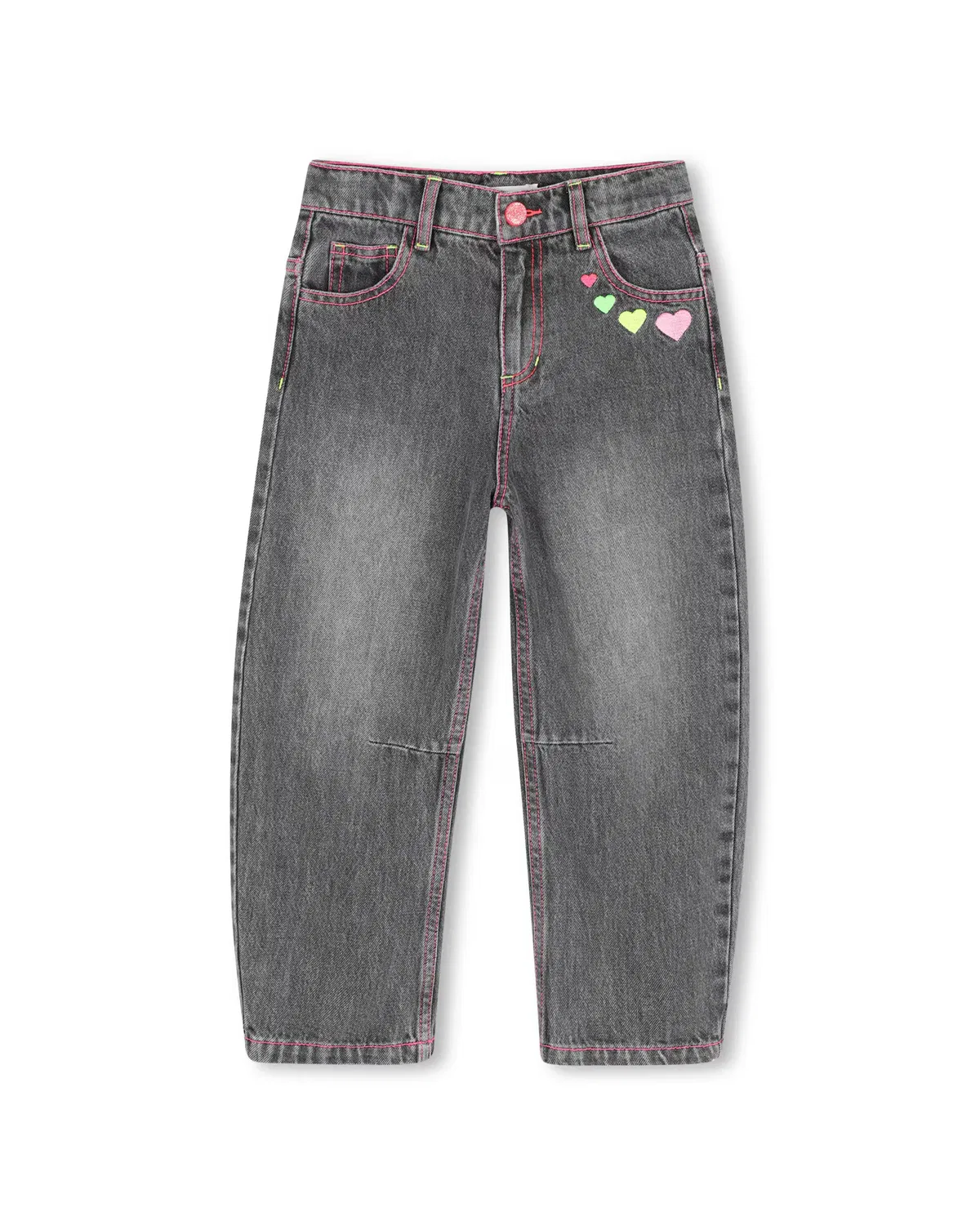 Детские джинсы для девочек с вышивкой Vaquero de niña con estampado grande Billieblush, Gris Claro