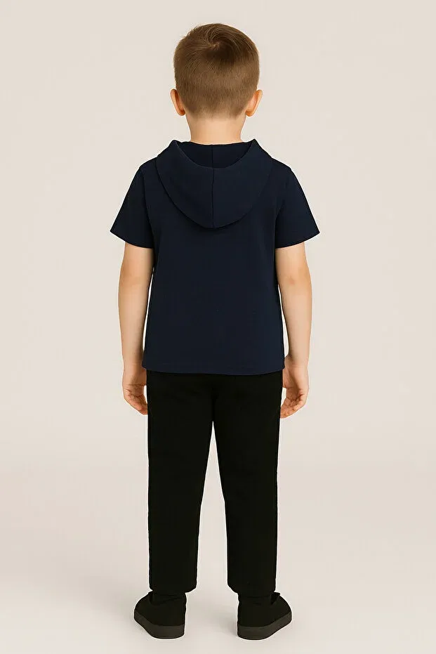Детская футболка с капюшоном хлопковая Di Giyim, Navy Blue — фото 2