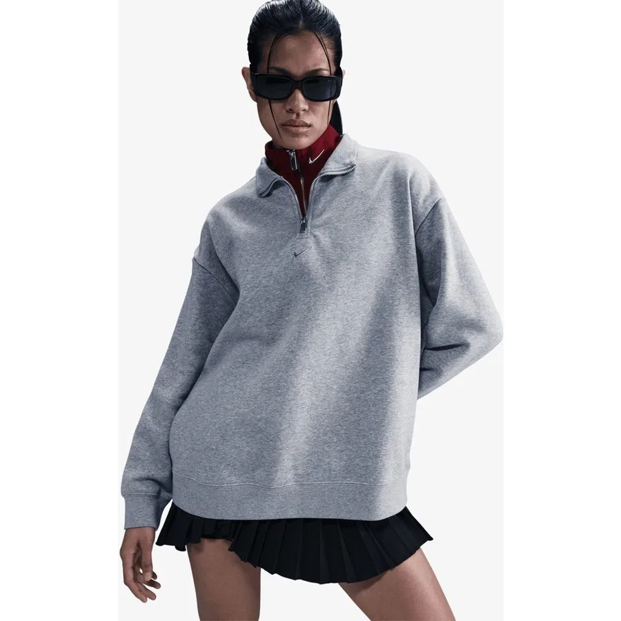 Свитшот женский с четвертью фермуаром Nike Sportswear Fleece, Серый