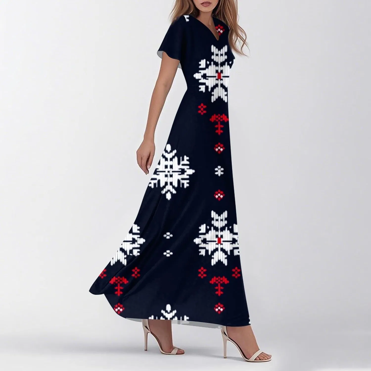 Женское макси-платье с принтом звезд, Patriotic Dress, Navy — фото 3