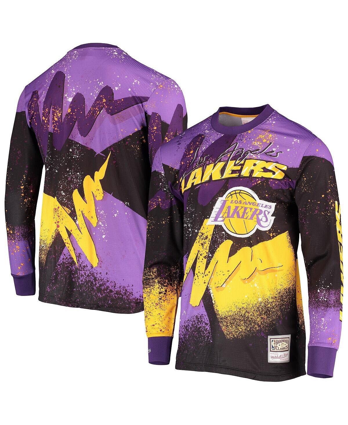 

Мужская фиолетовая футболка los angeles lakers hardwood classics hyper hoops moto с сублимированным длинным рукавом Mitchell & Ness, фиолетовый