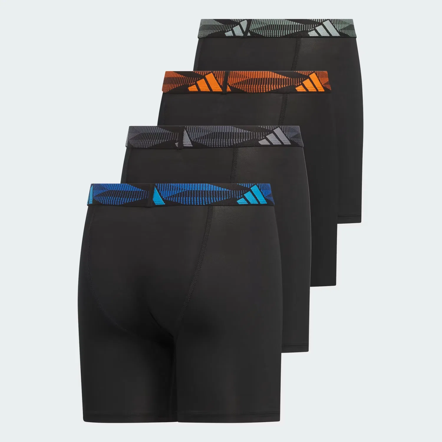 Трусы-боксеры удлиненные, набор из 4 штук Adidas Performance, черный/аквамариновый/оранжевый — фото 2