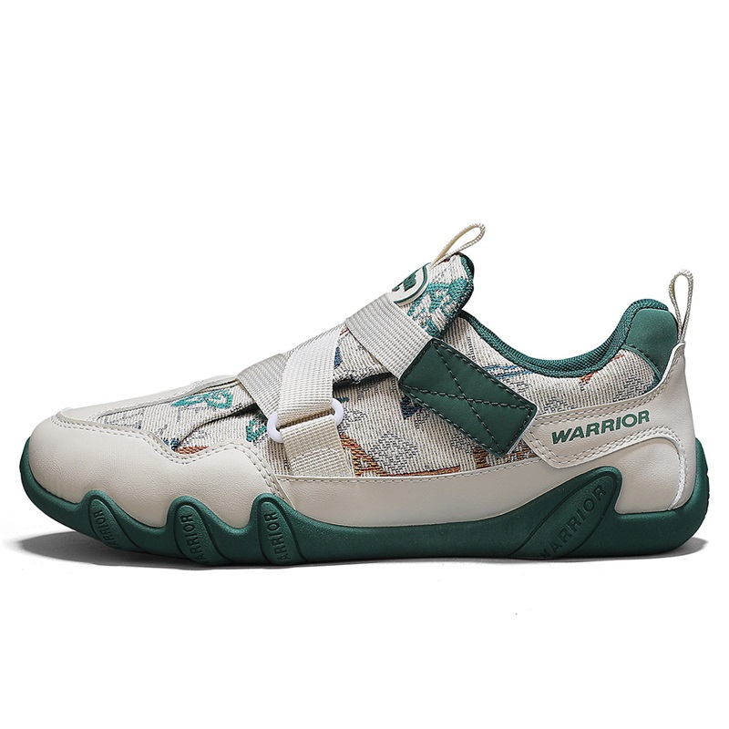 

WARRIOR Мужские повседневные кроссовки Low Top с противоскользящей и износостойкой подошвой, поддержкой и балансом, бежево-зеленые