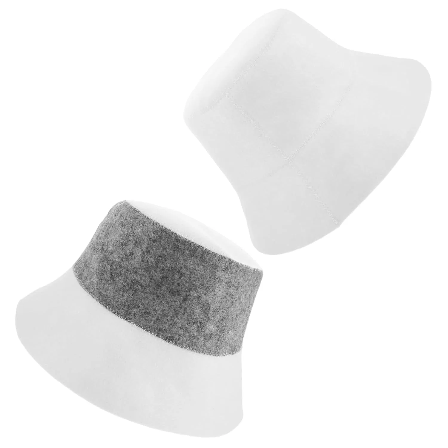 Шапка для сауны войлочная утепляющая, Minkissy, 2 шт, White-Grey, 30x16.7x0.2 cm