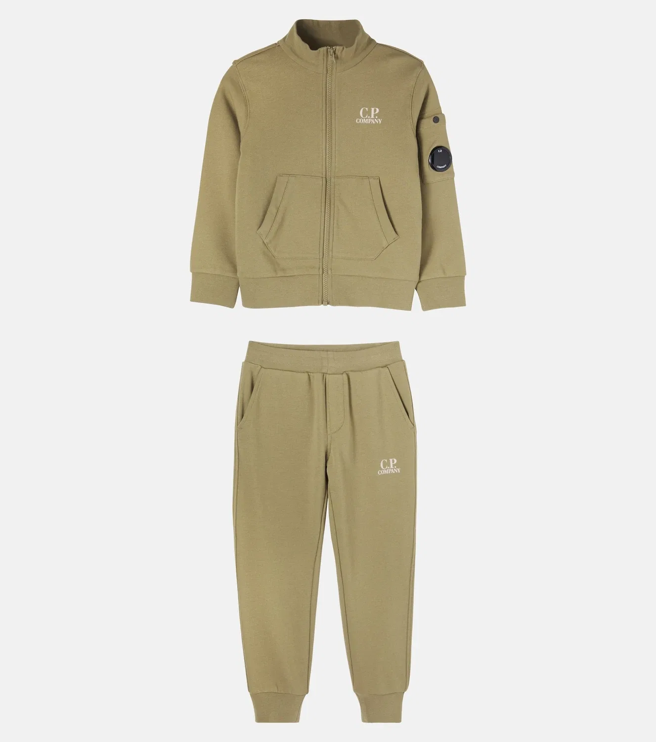 Комплект свитшота и спортивных брюк из хлопкового джерси C.P. Company Kids, Dried Herb Green — фото 4