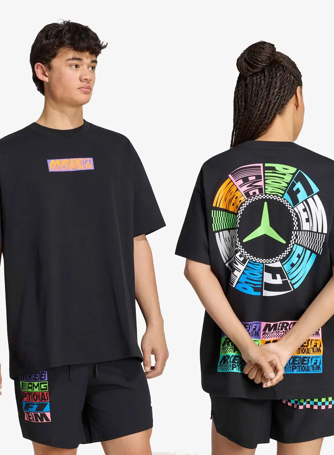 Футболка с принтом Mercedes lights on t-shirt Adidas, черный — фото 2