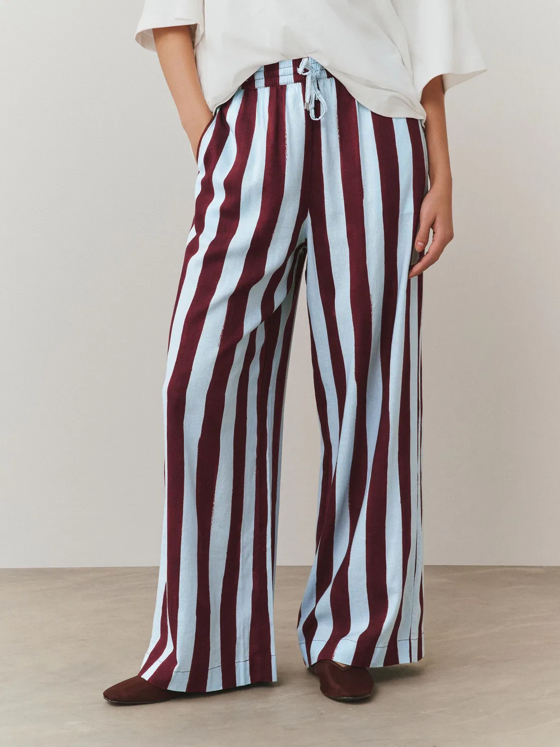Брюки широкие Neutral/Stripe Next, нейтральный/полоска — фото 3