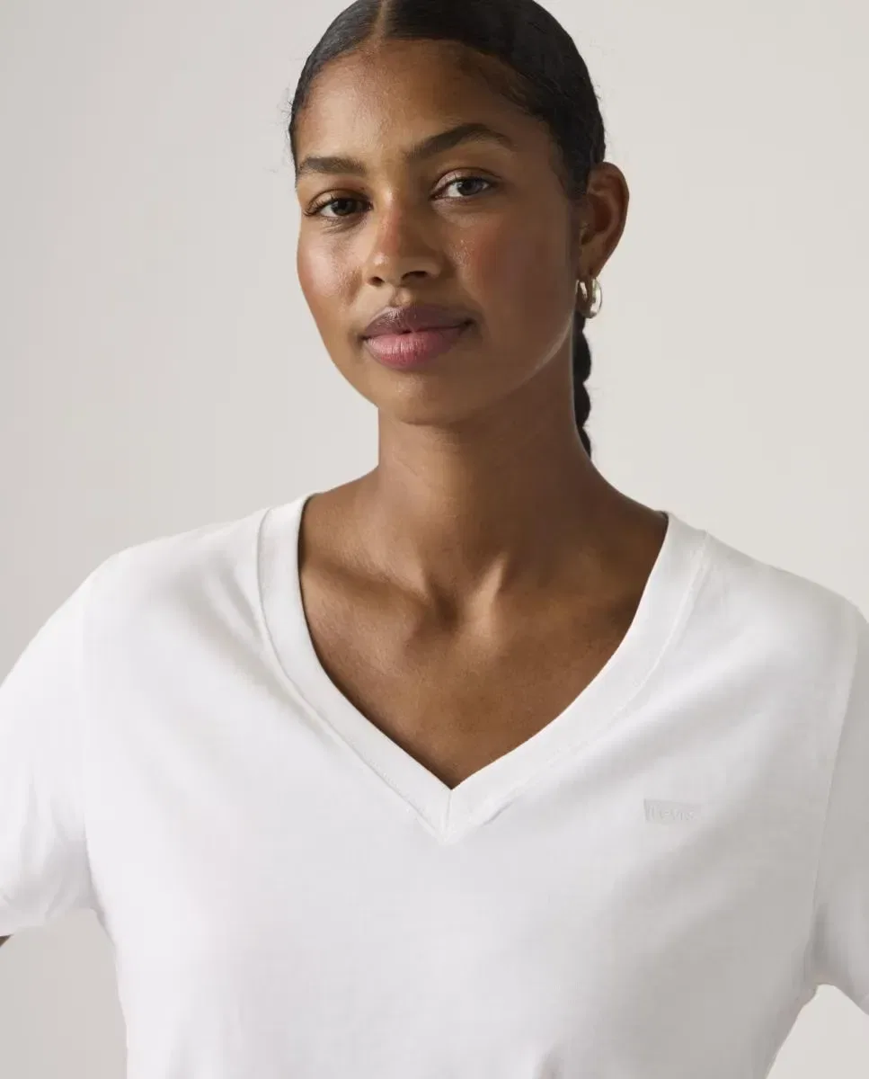 Женская футболка с V-образным вырезом Levi's, Blanco — фото 3