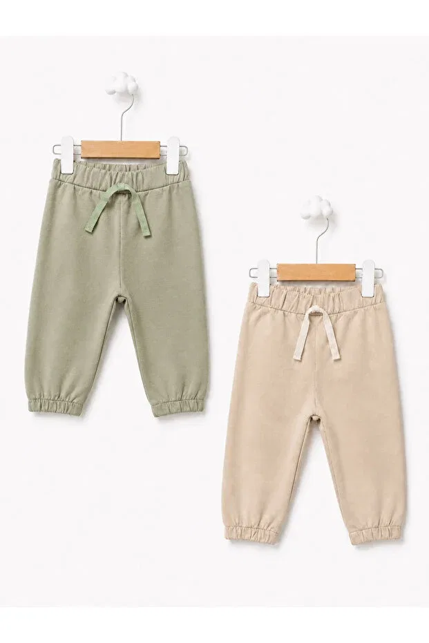 Детский комплект штанов для мальчиков хлопковый Basics For My Baby, Green-Beige