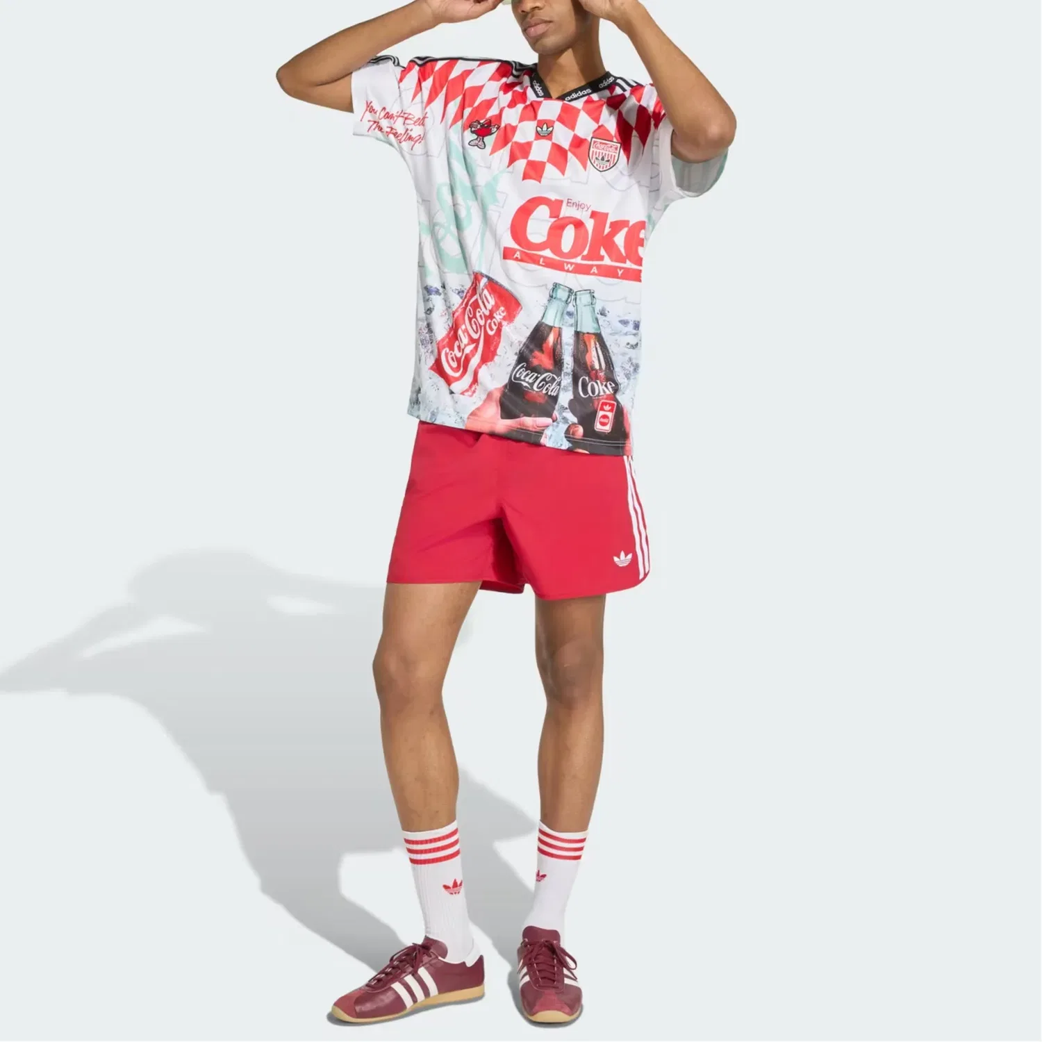 Мужская футболка с принтом Adidas x Coca-Cola Classic Sport Mash-Up Jersey White Multicolor, белый — фото 2