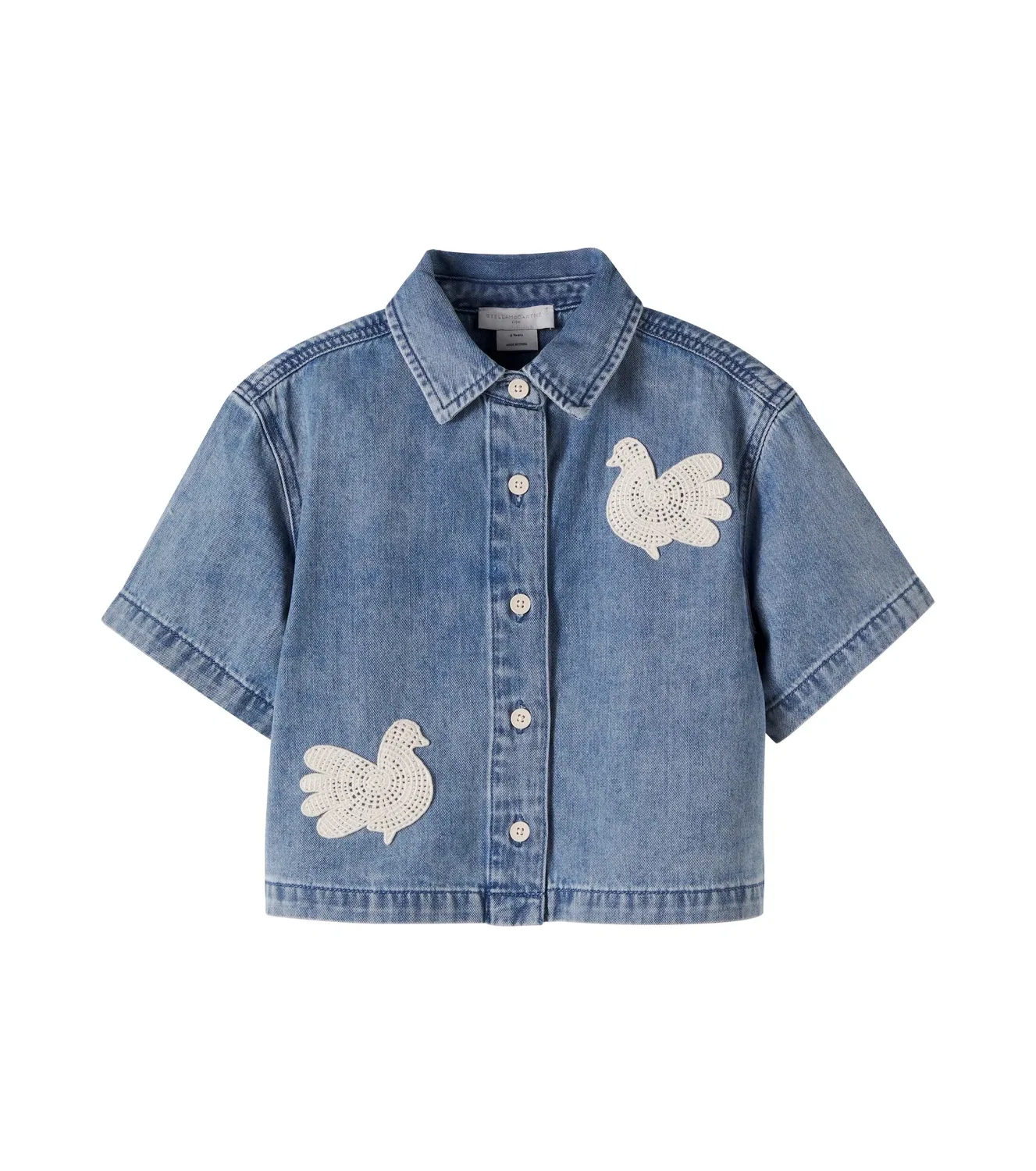 Джинсовая рубашка с вышивкой-аппликацией Stella Mccartney Kids, синий