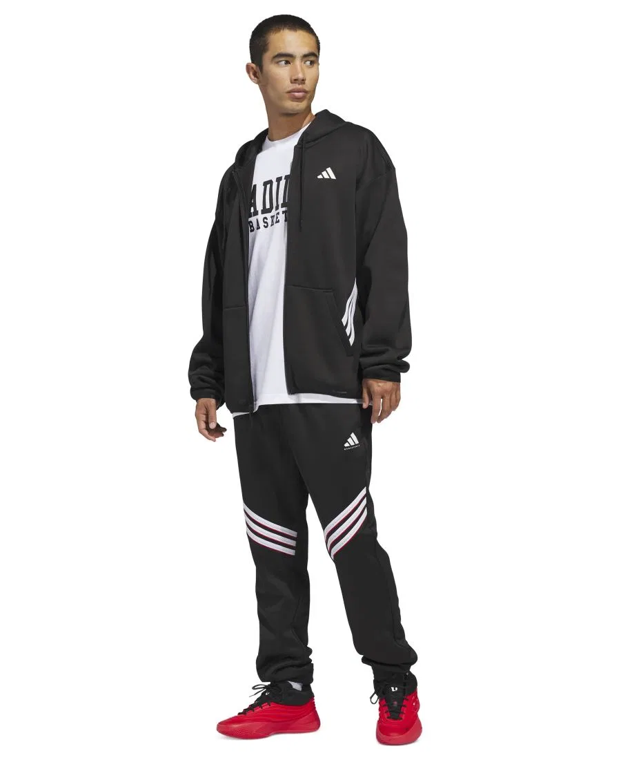 Худи с капюшоном и полной застежкой-молнией adidas, Black/White — фото 2