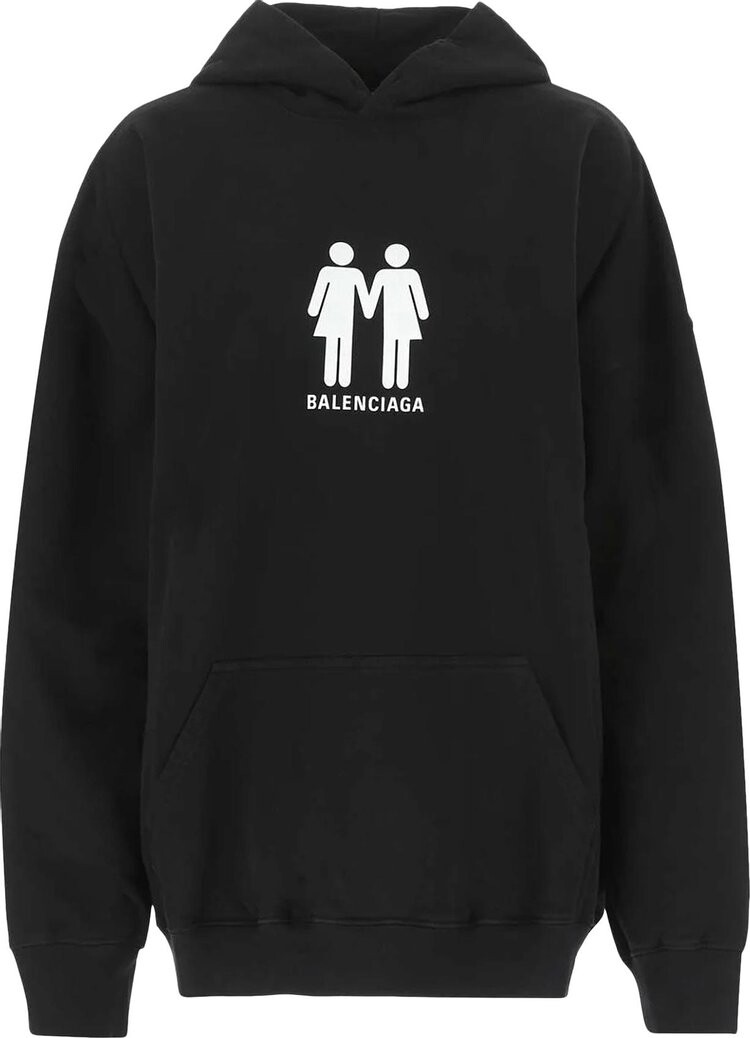 

Худи Balenciaga Boxy Hoodie 'Black/White', черный