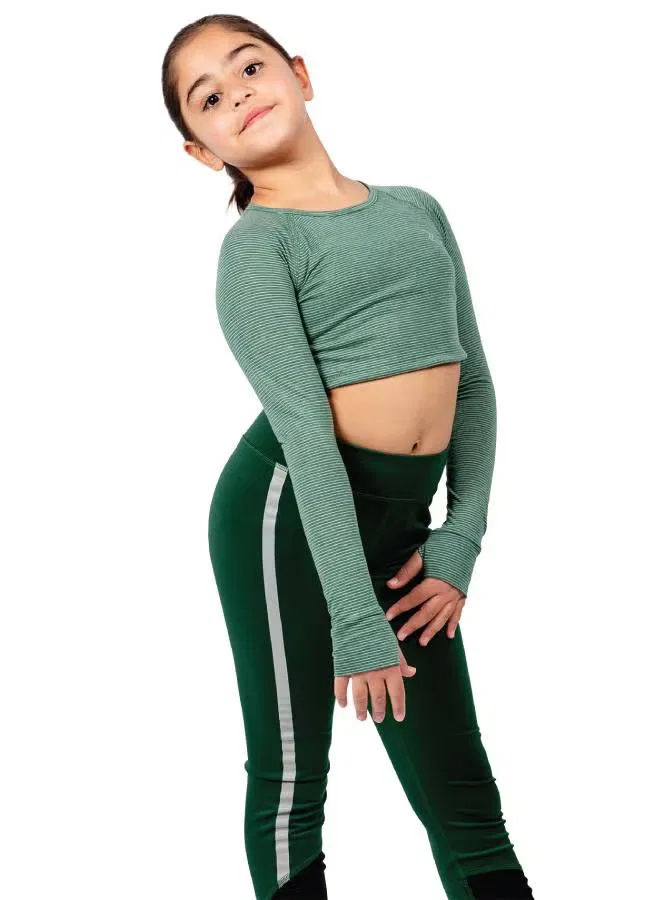 Топ с длинным рукавом Girl'S Full Sleeve Crop Top Zaecy, темно-зеленый
