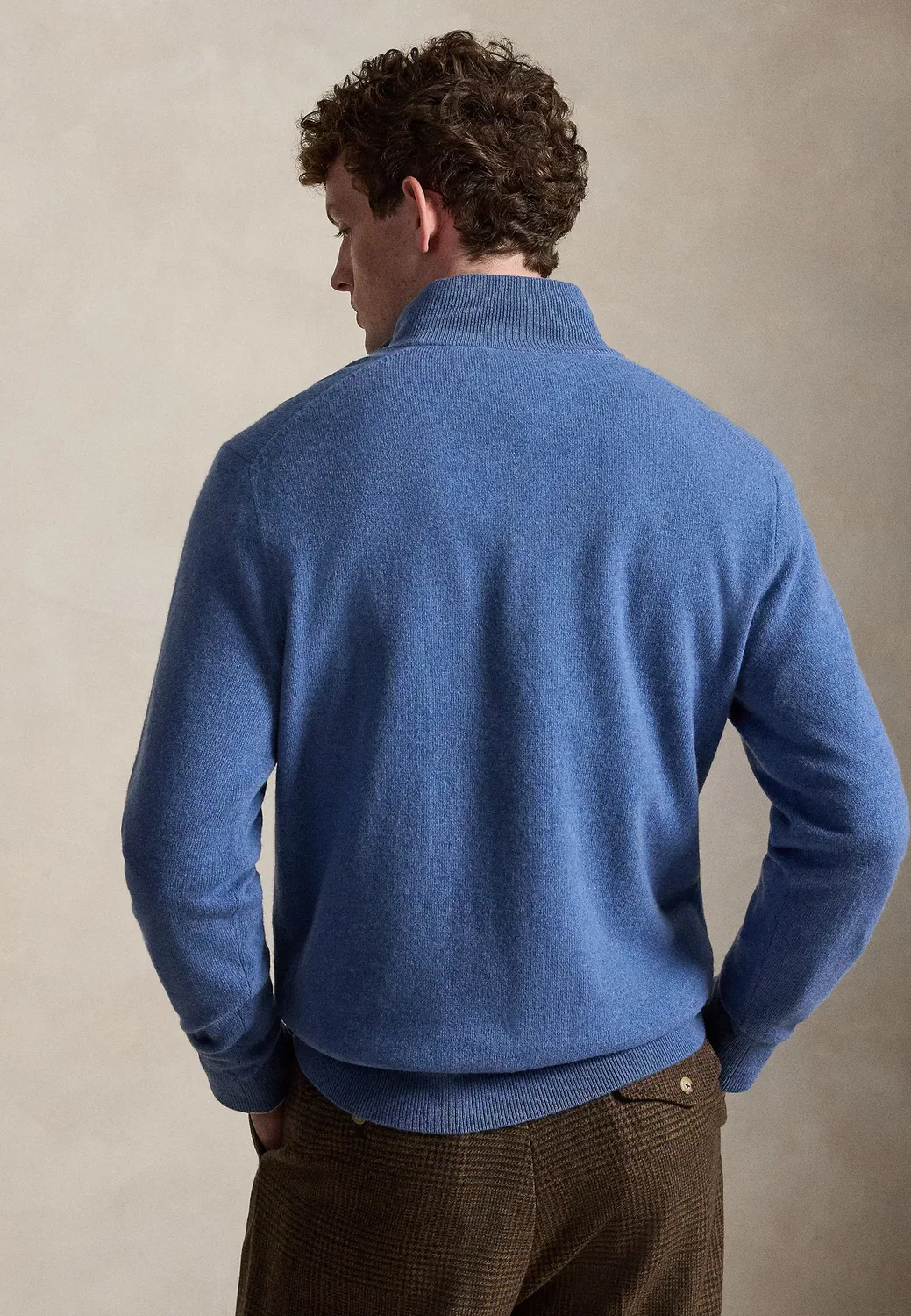 Шерстяной свитер с застежкой-молнией на четверть длины Polo Ralph Lauren, Blue Borage Heather — фото 3