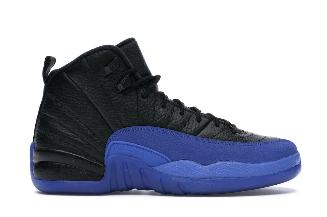 Детские кроссовки с кожаным верхом Jordan 12 Retro Jordan, Black/Game Royal-Black