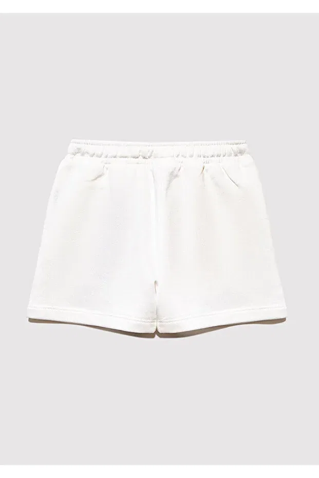 Детские шорты для девочек хлопковые Logo printed ecru shorts Mavi, White-70057 — фото 3