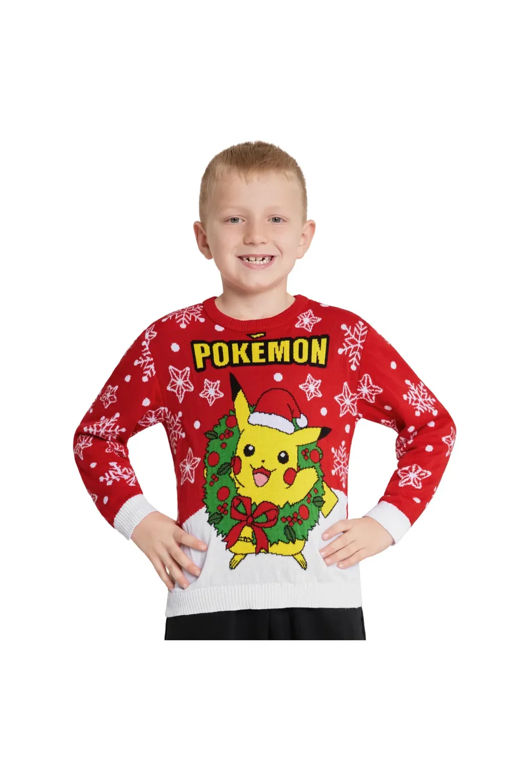 Свитшот с принтом Christmas jumper Pokemon, Red