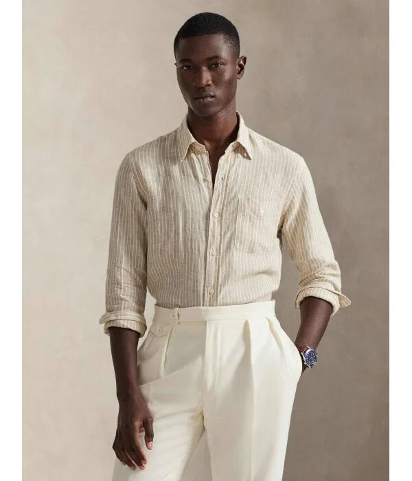 Мужская рубашка из льна Polo Ralph Lauren, бежевый