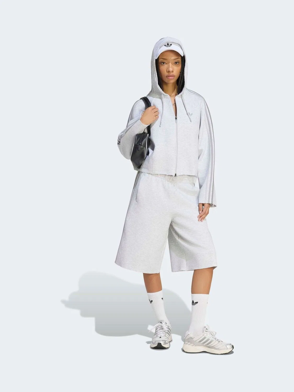 Худи, укороченное adidas originals Superstar 2.0 Classics, светло-серый — фото 3